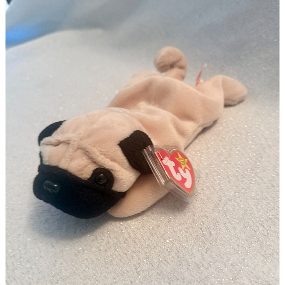 TY Beanie Baby - PUGSLY the Pug Dog (8 inch) - MWMTs Stuffed Animal Toy